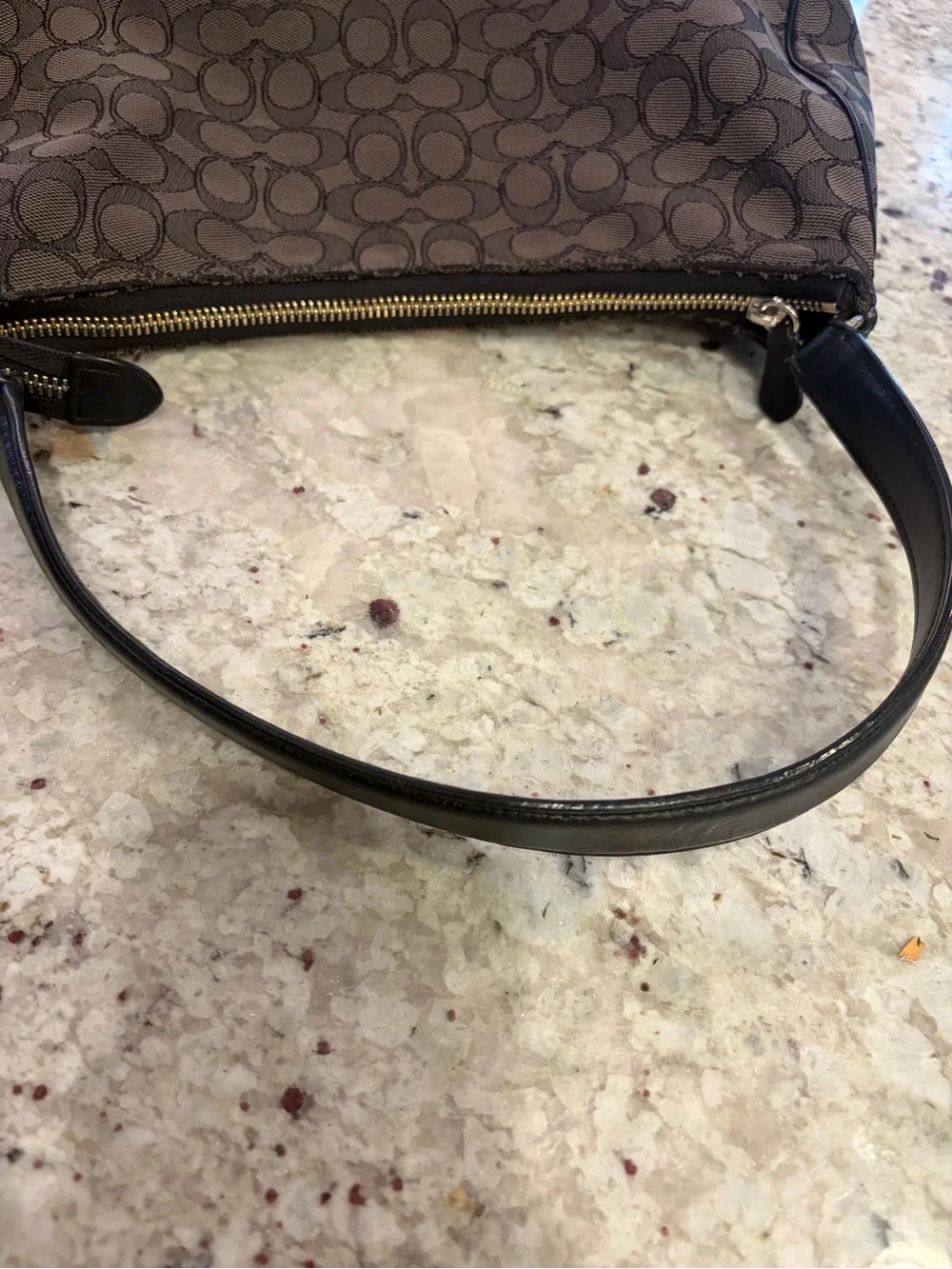 Coach Grey/Blk Canvas Shoulder Bag